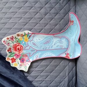 Pioneer Woman Pink Floral Cowgirl Boot Platter